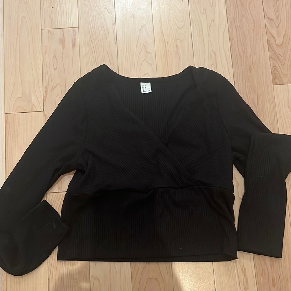 H&M Black Wrap Blouse